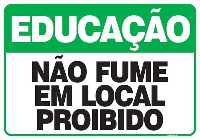 Placa não fume em local proibido