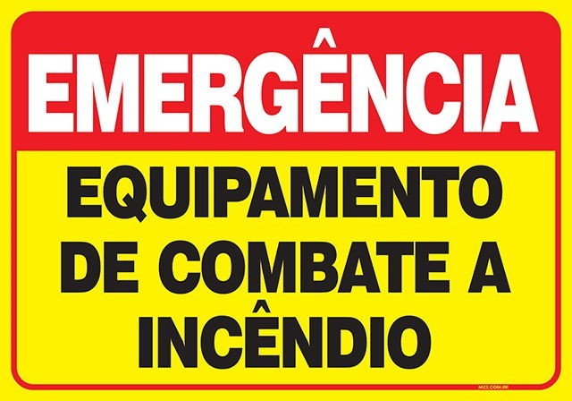 Placa equipamento de combate a incêndio