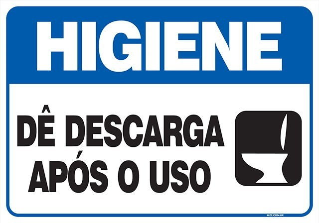 Placa dê descarga após o uso