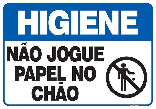 Placa não jogue papel no chão