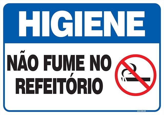 Placa não fume no refeitório