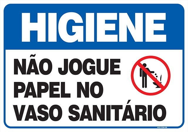 Placa não jogue papel no vaso sanitário