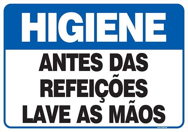 Placa antes das refeições lave as mãos