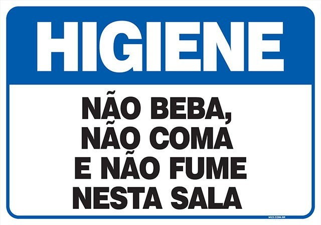 Placa não beba, não coma e não fume nesta sala