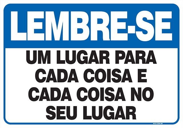 Placa um lugar para cada coisa e cada coisa no seu lugar