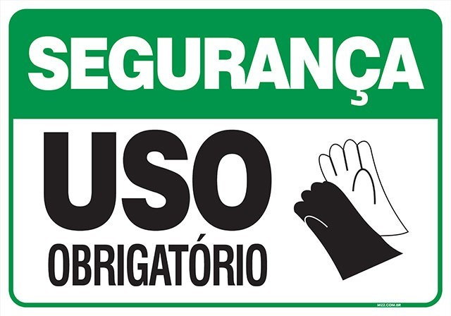 PLACA OBRIGATÓRIO LUVAS