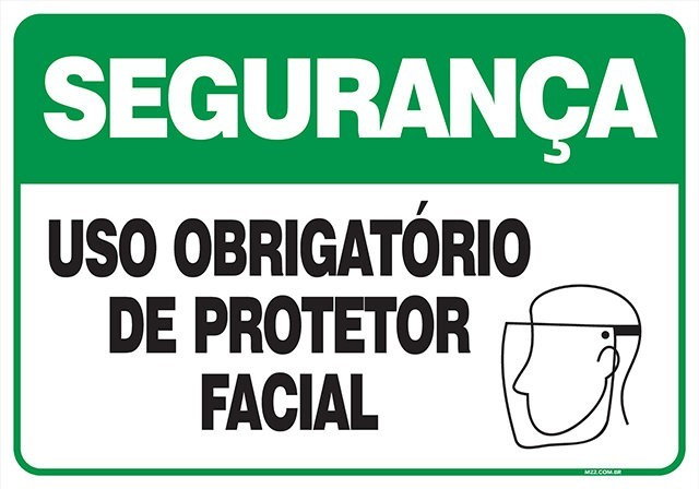 PLACA USO OBRIGATÓRIO DE PROTETOR FACIAL
