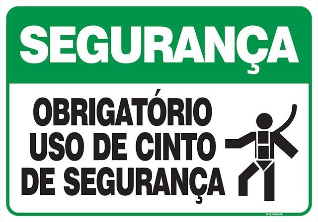 PLACA OBRIGATÓRIO USO DE CINTO DE SEGURANÇA