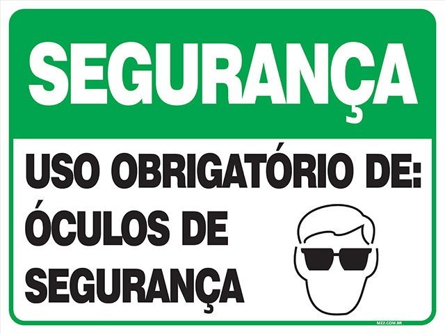 Placa uso obrigatório de óculos de segurança