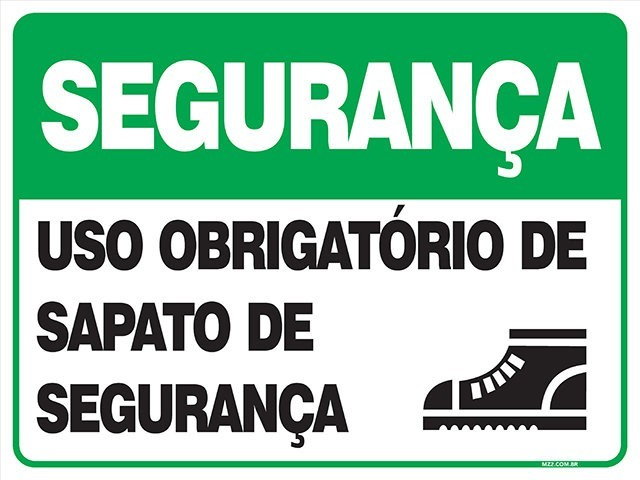 PLACA USO OBRIGATÓRIO DE SAPATO DE SEGURANÇA