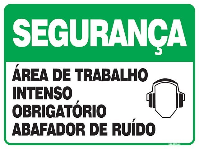 Placa área de trabalho intenso obrigatório abafador de ruído