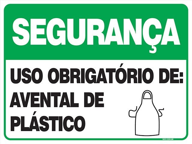 Placa uso obrigatório de avental de plástico