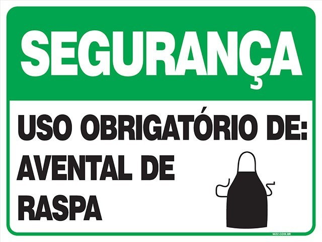 Placa uso obrigatório de avental de raspa