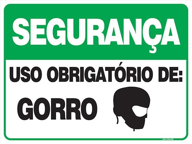 Placa uso obrigatório de gorro