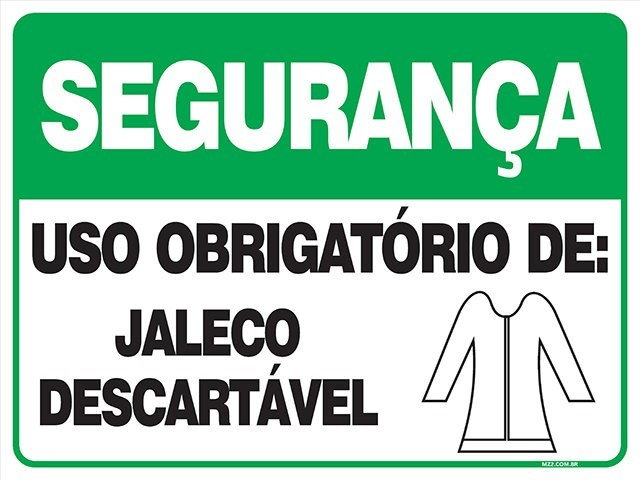 Placa uso obrigatório de jaleco descartável