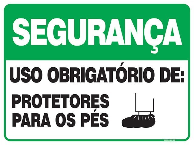 Placa uso obrigatório de protetores para os pés