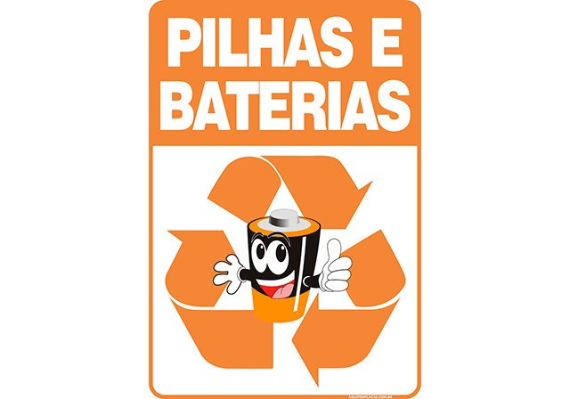 Placa coleta de pilhas e baterias