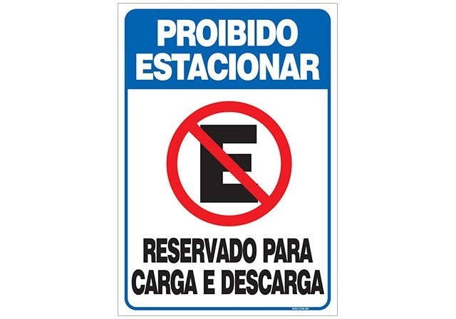 Placa reservado para carga e descarga
