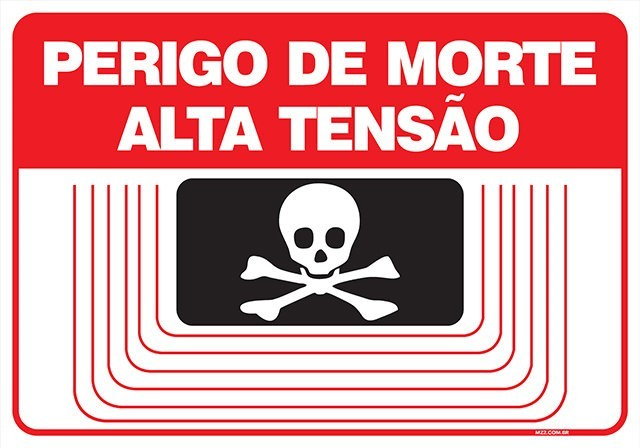 Placa perigo de morte alta tensão