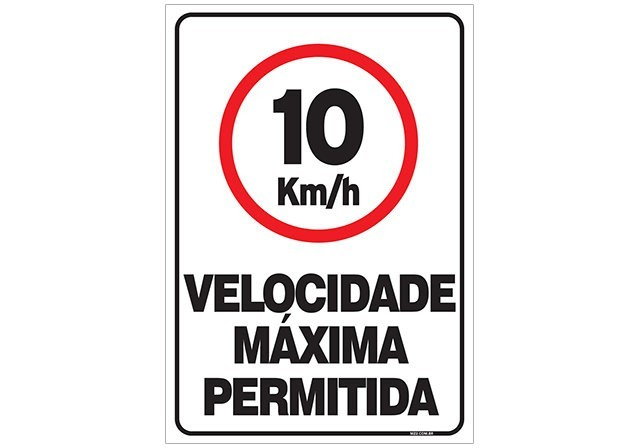 Placa velocidade máxima permitida 10 km/h
