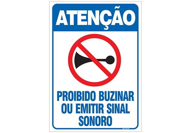 PLACA ATENÇÃO PROIBIDO BUZINAR OU EMITIR SINAL SONORO