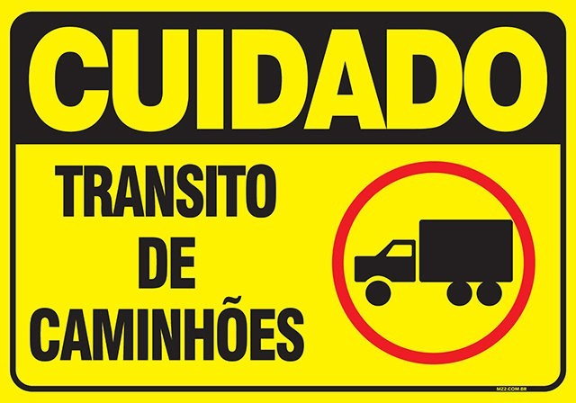 PLACA CUIDADO TRANSITO DE CAMINHÕES