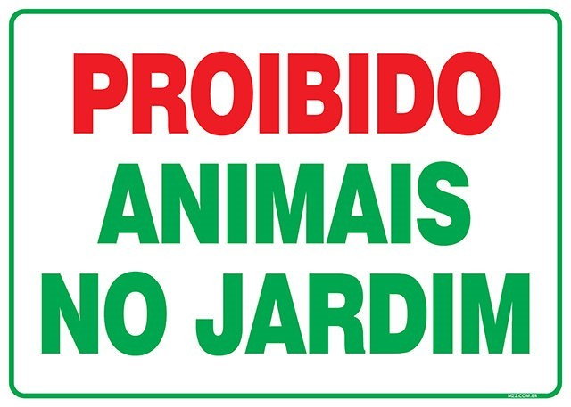 Placa proibido animais no jardim
