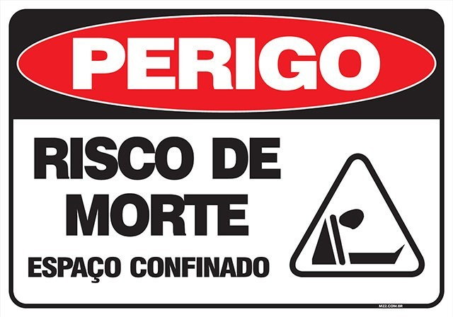 PLACA RISCO DE MORTE ESPAÇO CONFINADO