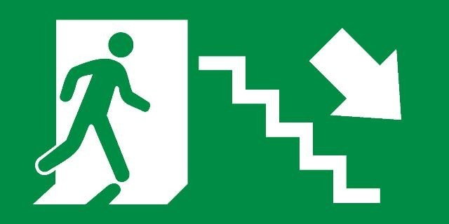 PLACA SAÍDA ESCADA DIREITA PARA BAIXO