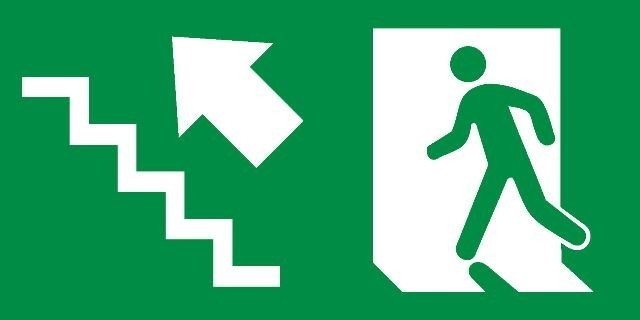 PLACA SAÍDA ESCADA ESQUERDA PARA CIMA