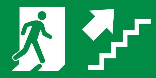 Placa saída escada direita para cima
