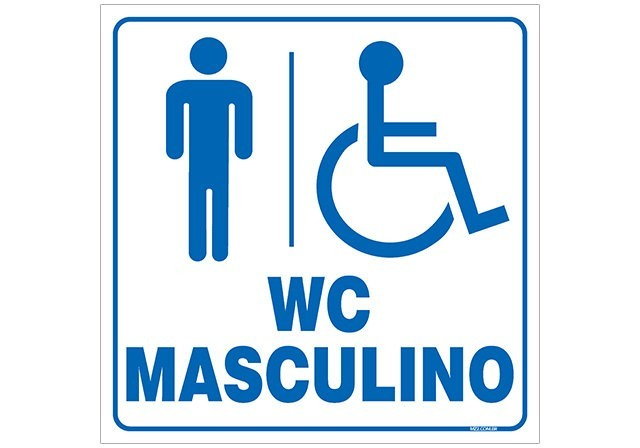 Placa deficiente fisico banheiro masculino com acesso para deficiente físico