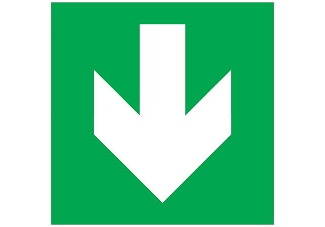 Placa pictograma indicativa para baixo