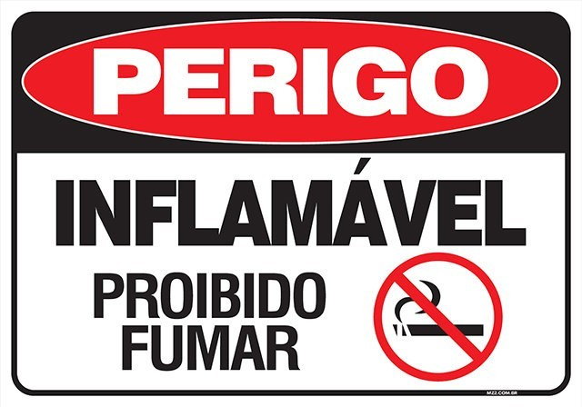 Placa inflamável proibido fumar