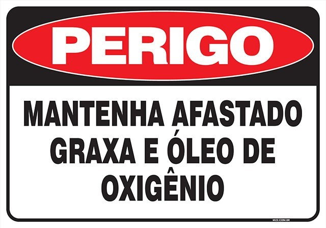PLACA MANTENHA AFASTADO GRAXA E ÓLEO DE OXIGÊNIO