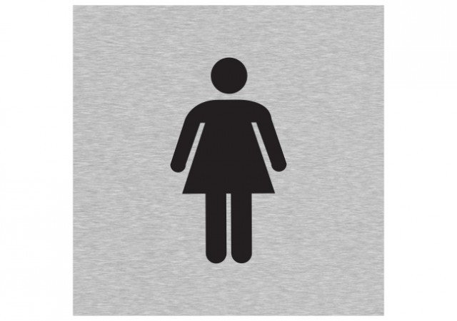 Placa banheiro feminino em aço escovado