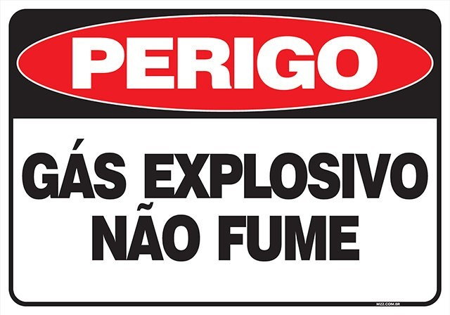 Placa gás explosivo não fume