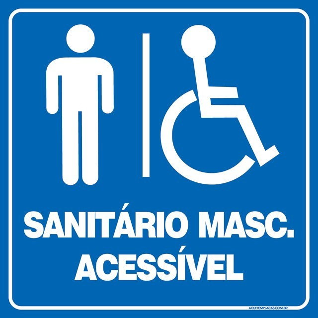 Placa banheiro masculino para deficiente físico
