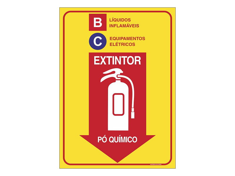 PLACA EXTINTOR DE PÓ QUÍMICO CLASSE BC