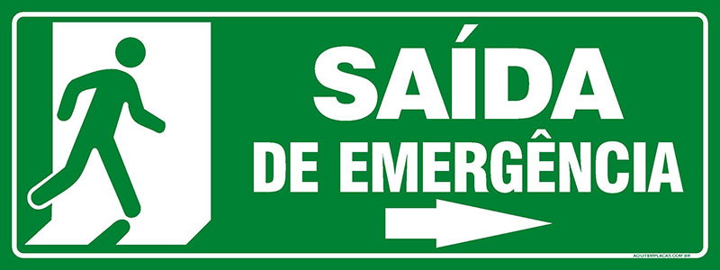 PLACA SAÍDA DE EMERGÊNCIA A DIREITA