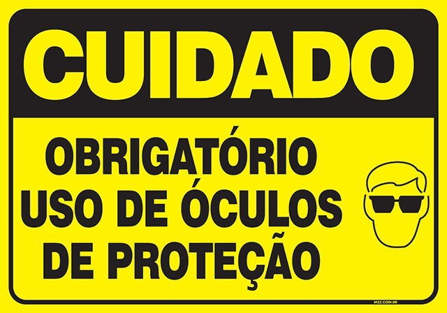 PLACA OBRIGATÓRIO USO DE ÓCULOS DE PROTEÇÃO