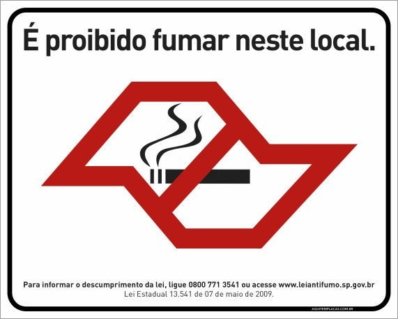 Placa é proibido fumar neste local (português)