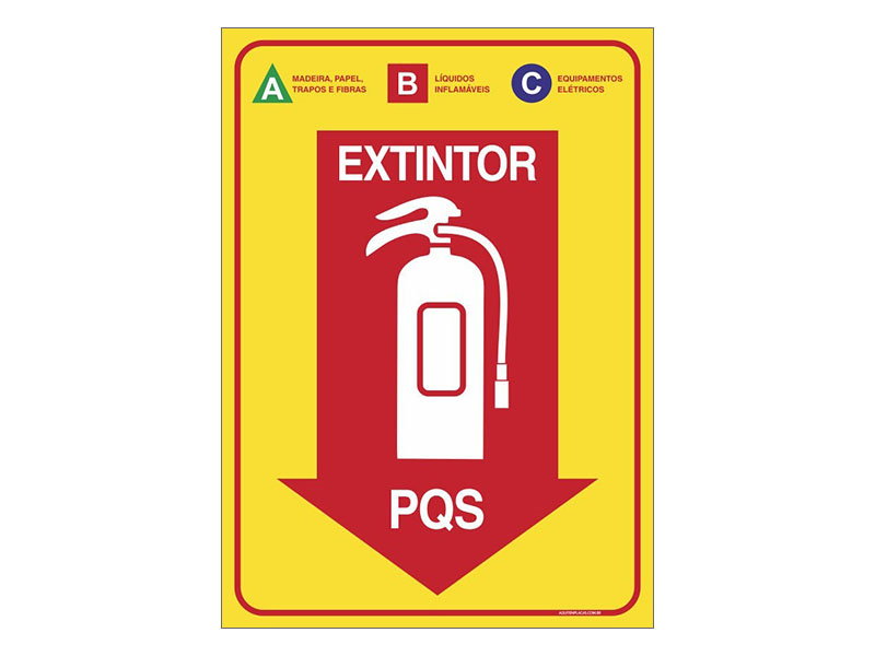 PLACA EXTINTOR DE PQS CLASSE ABC