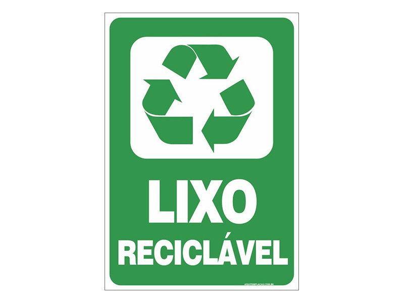 Placa coleta seletiva lixo reciclável
