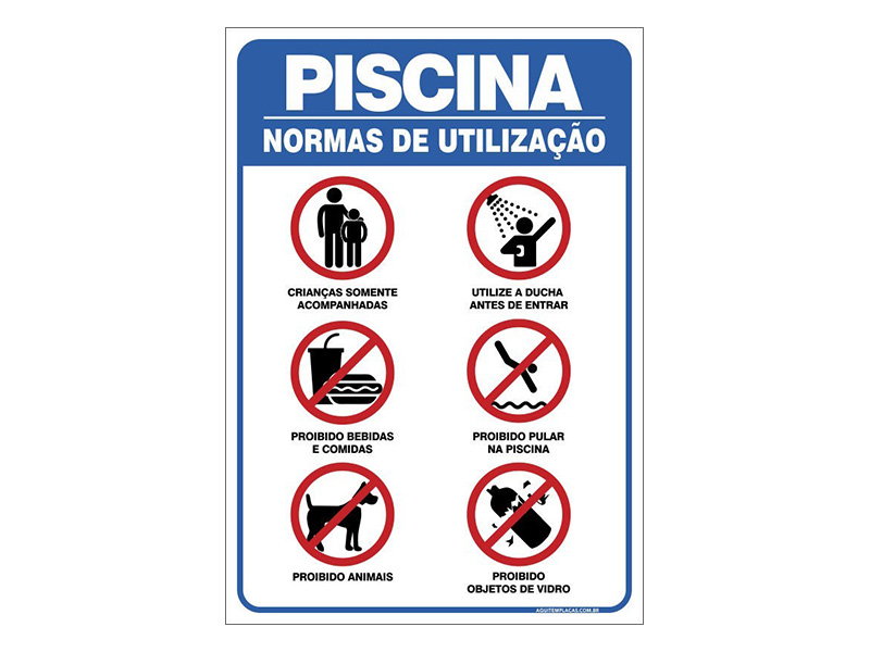 Placa normas da piscina