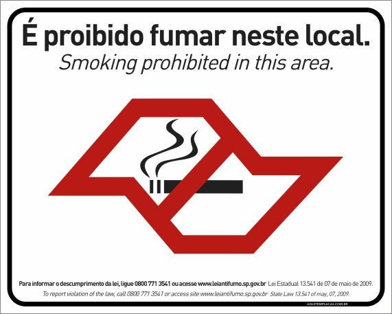 Placa é proibido fumar neste local (inglês)