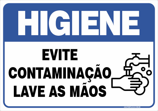 Placa evite contaminação lave as mãos