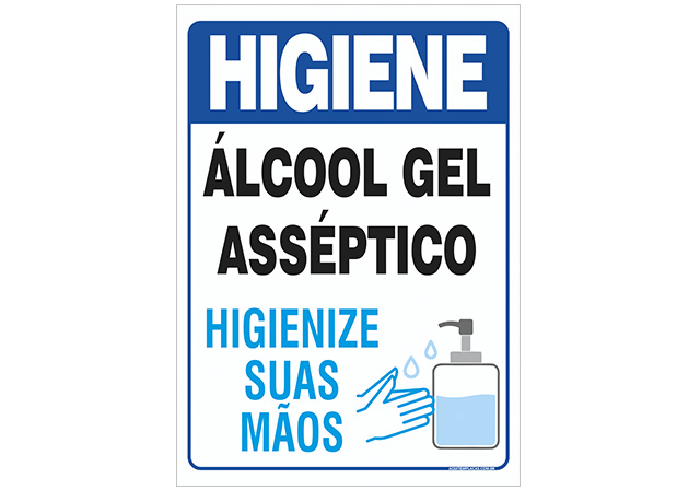 Placa álcool gel asséptico higienize suas mãos