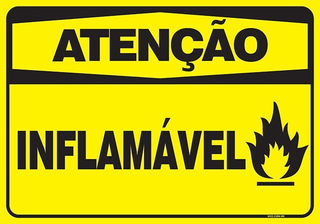 PLACA ATENÇÃO INFLAMÁVEL