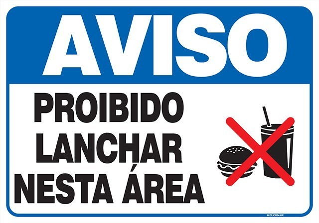 PLACA PROIBIDO LANCHAR NESTA ÁREA